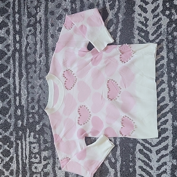 CHICWISH Pinky Heart Pearly Knit Sweater US S - Picture 3 of 7